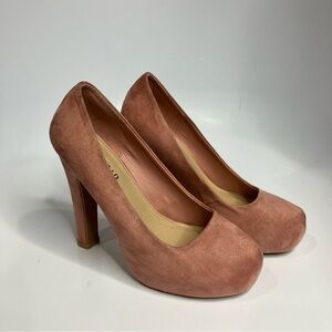 Torrid pink faux suede platform heels size 8